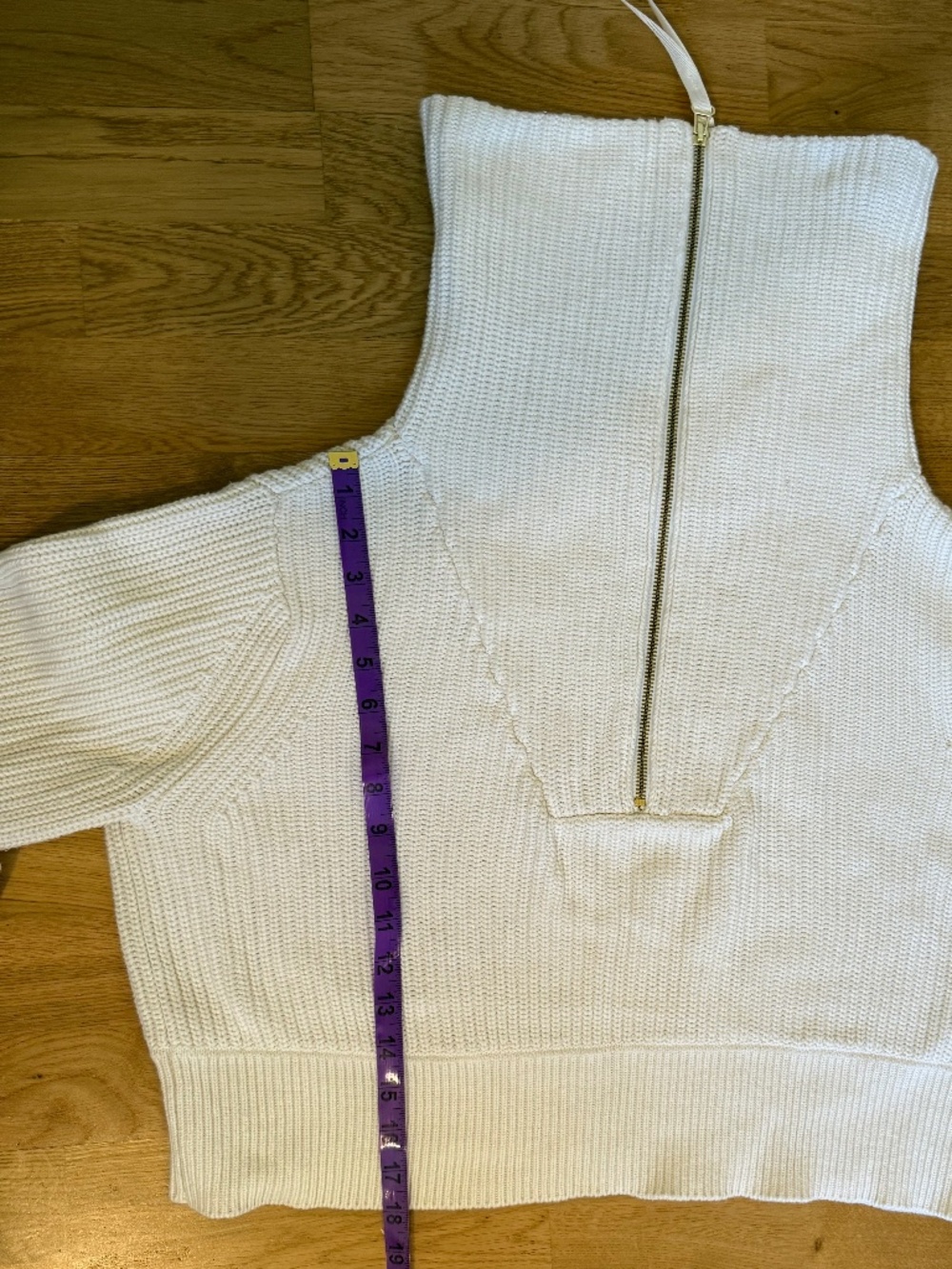 Varley Mentone Half Zip Knit Sweater Pullover Cream Egret Cropped Small - Picture 7 of 9